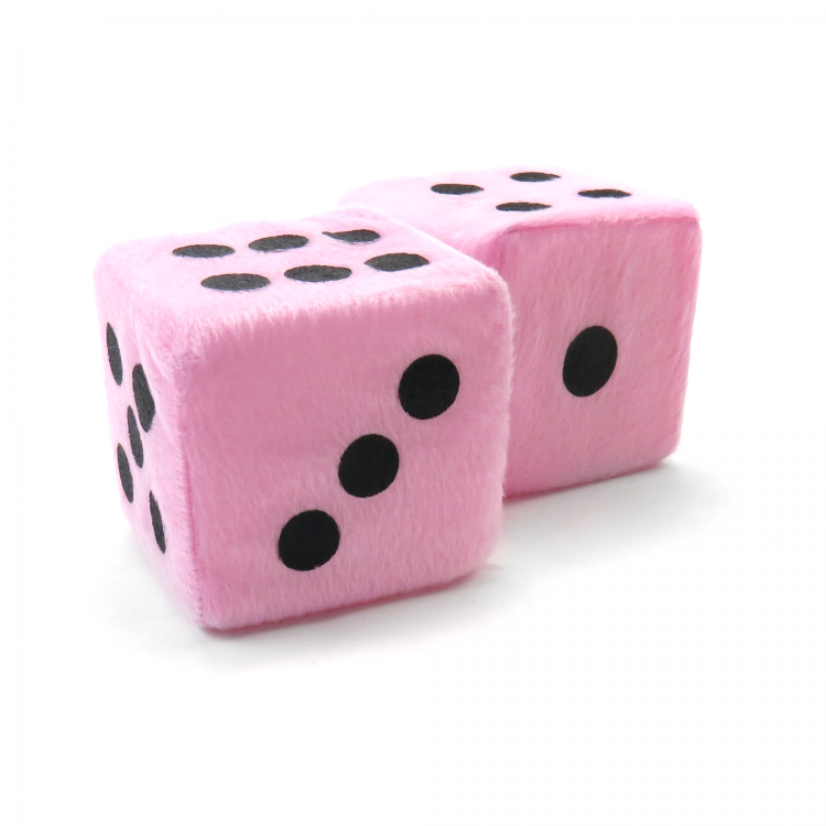 3" Light Pink Fuzzy Dice with Black Dots Pair « Vintage Parts