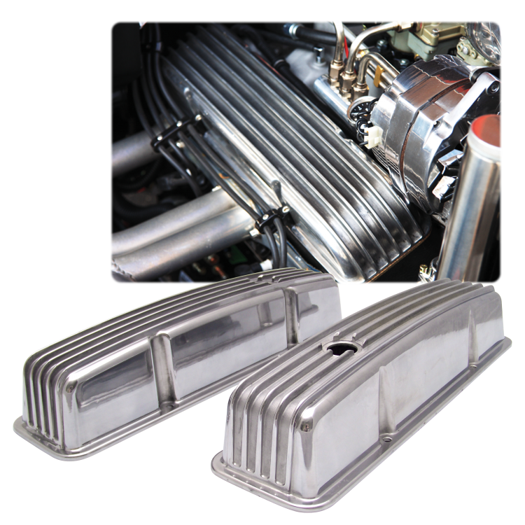 Vintage Tall Finned Valve Covers with Breather Holes Small Block